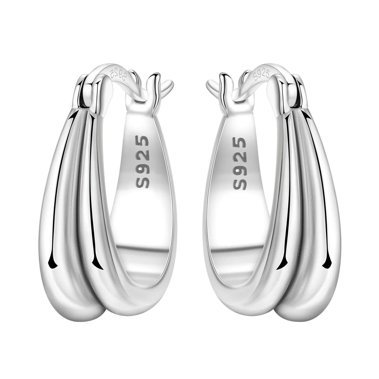 925 Sterling Silver Exquisite Multi-layer Ear Ring Jewelry Versatile Hoop Earrings For Women Jewelry Fine Birthday Party Gift