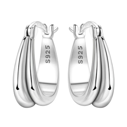 925 Sterling Silver Exquisite Multi-layer Ear Ring Jewelry Versatile Hoop Earrings For Women Jewelry Fine Birthday Party Gift