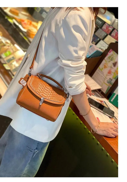 Women's Mini Bag Genuine Leather Lady Handbag Female Crocodile Pattern Crossbody Shoulder Bag Fashion Trend Small Flap Messenger