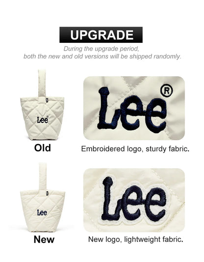 LEE Ladies Cute Design Puffer Bag Casual Soft Small Pink White Quilted Handbag Women Korean Style Down-filled Phone Bucket Bag