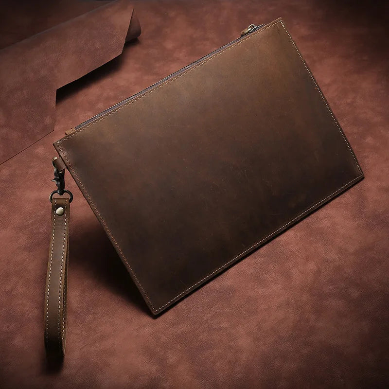 New Real Leather Handbag for Men Day Clutches Luxury Wristlet Coin Card Holders Zipper Clutch Designer Men's Wallets Purse Bolso