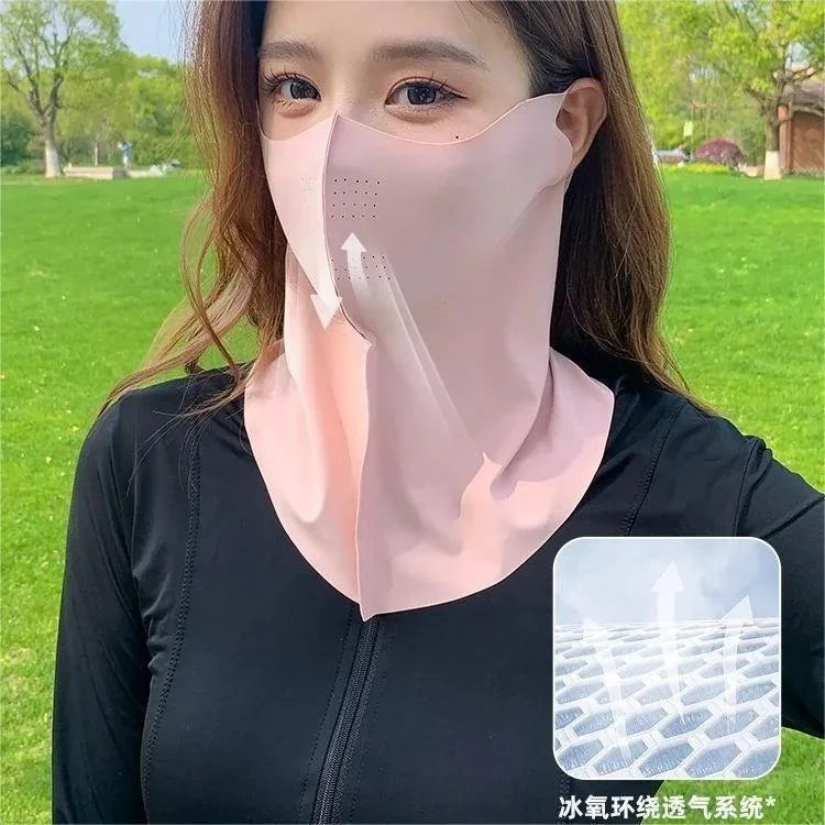 Ladies and Men's Summer Full Face Hyaluronic Acid Sunscreen Mask UPF 500+UV Protection Breathable Ice Silk Mask for Outdoor Spor