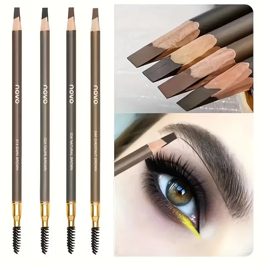 4 Pack Waterproof Eyebrow Pencils - Dual-Ended with Spoolie Brush | Smudge Proof Long Lasting Microblading for Tattooed Brows, S