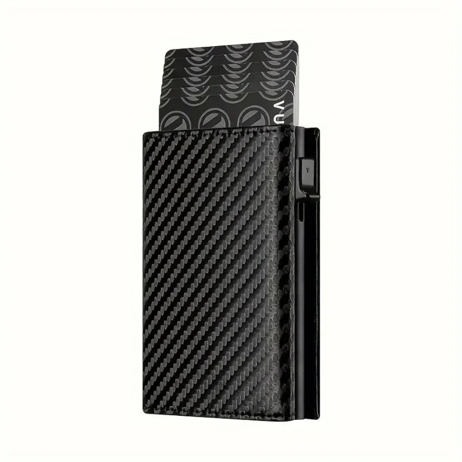 Men and women  Minimalist RFID Blocking Wallet-Automatic Pop-up Metal Credit Card Holder,Zipper Coin Purse Business Card Wallet