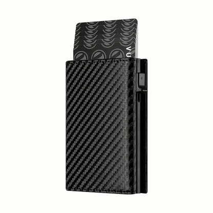 Men and women  Minimalist RFID Blocking Wallet-Automatic Pop-up Metal Credit Card Holder,Zipper Coin Purse Business Card Wallet