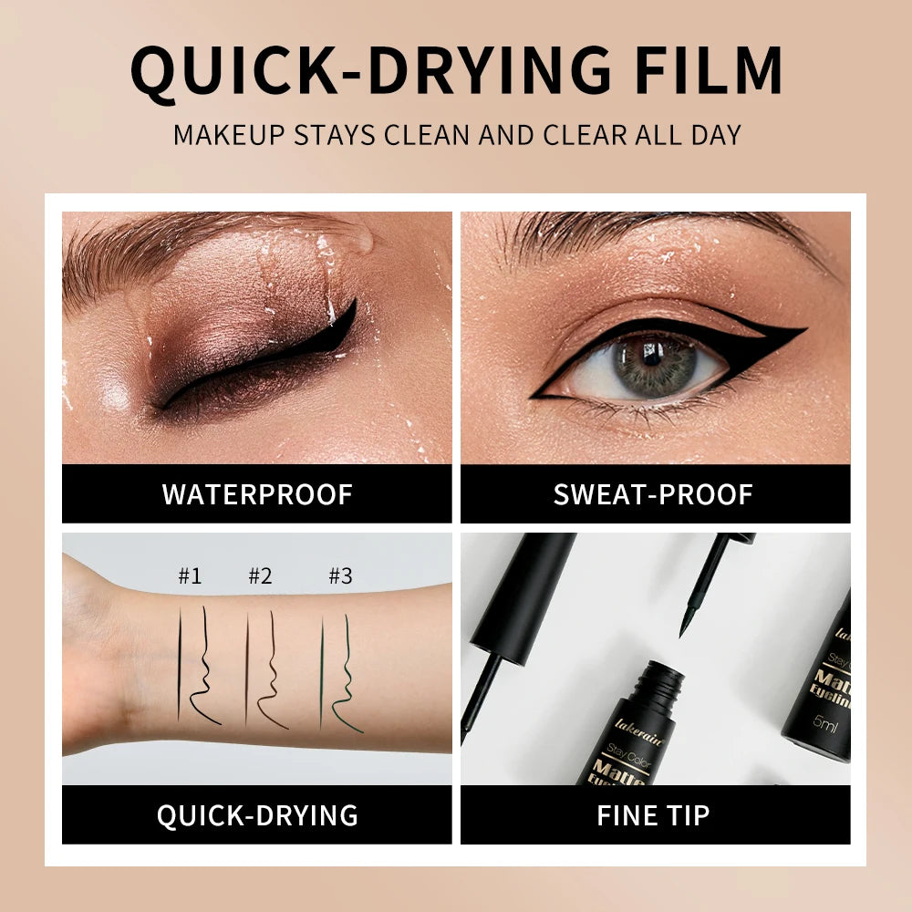 Matte Liquid Eyeliner Matte Eyeliner Waterproof and Sweat-Proof Non-Smudge Liquid Eyeliner Smooth Liquid Eyeliner