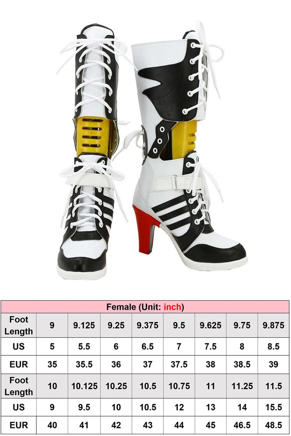 Disguise Super Villain Quinzel Shoes Cosplay Long Boots Women Costume Accessories Halloween Female Role Play Fancy Footwear