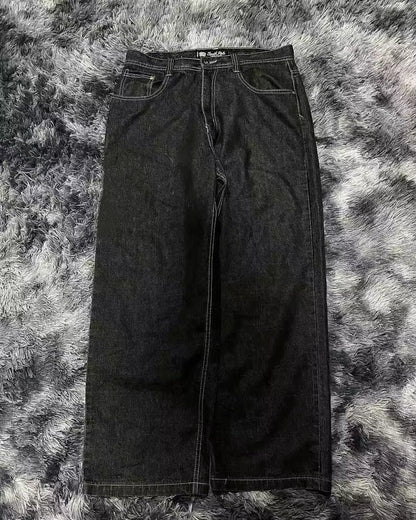 American Y2K 2025 New Baggy Wide Leg Black Jeans Overszied Women Street Casual Joker Denim Pants Couple Jeans Vintage Streetwear