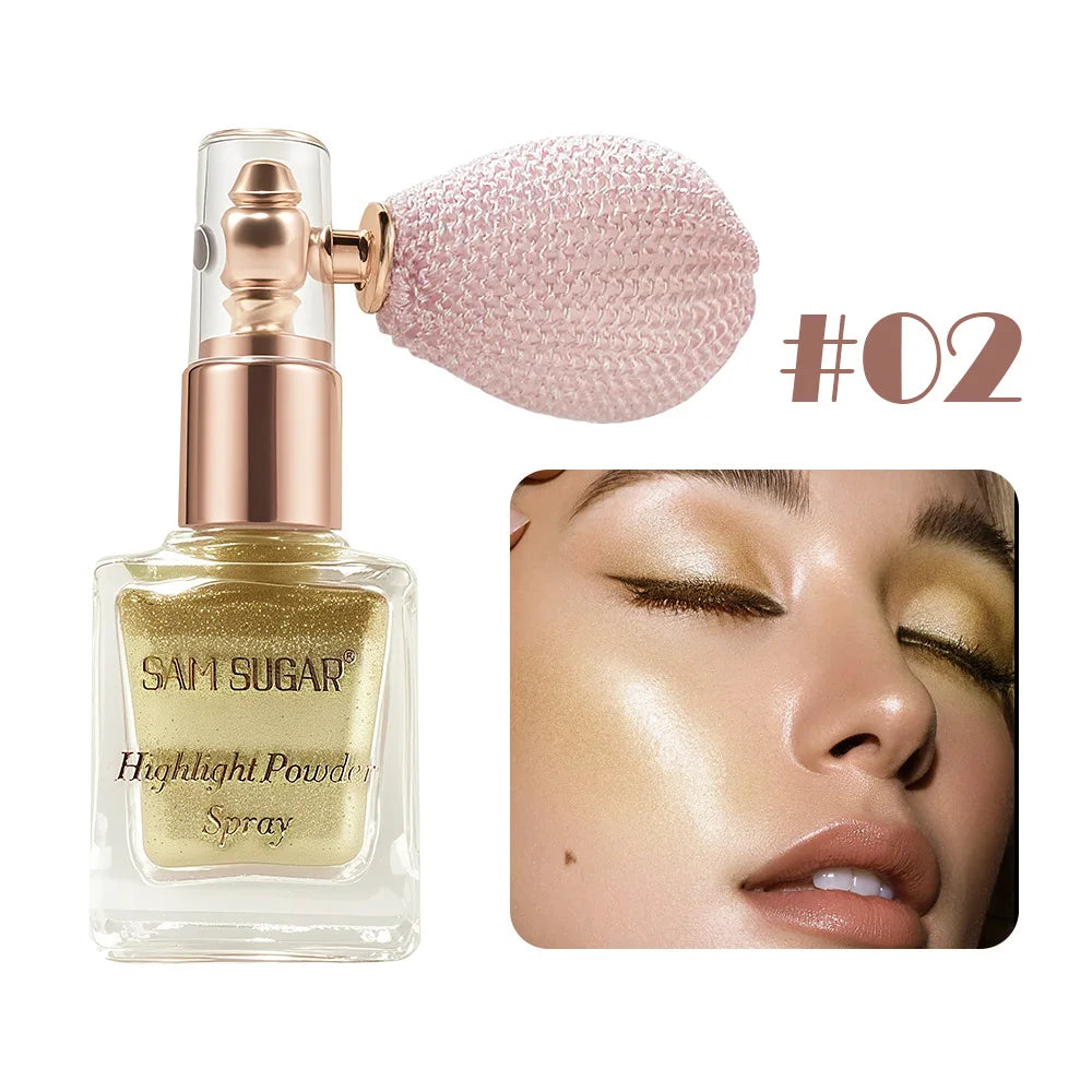 Face & Body Shimmer Spray, Contour Highlight Powder Mist, Ultra-Fine Glitter for Cheekbones Legs Body, Dewy Makeup Setting Spray