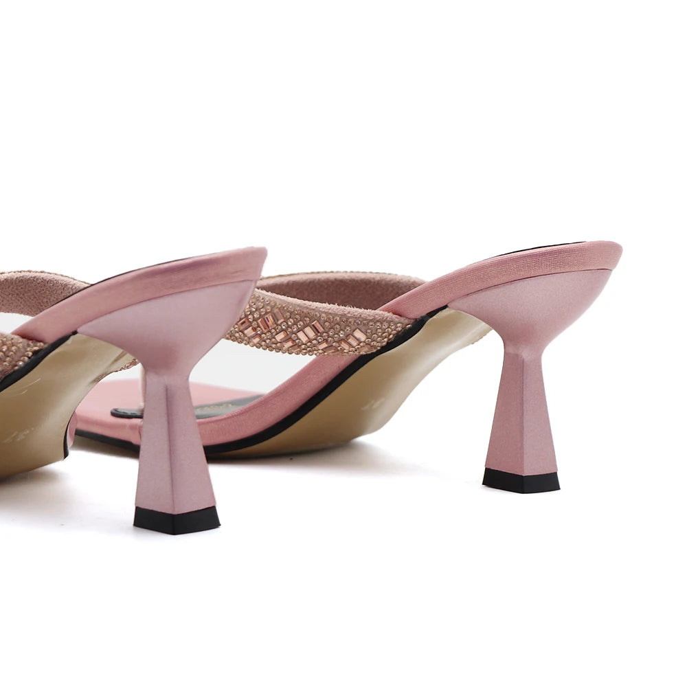 Black Red High Heel Slippers Women Open Toe Slingback Sandals Female Pumps Square Toe Summer Simple Designer Heeled Sandals