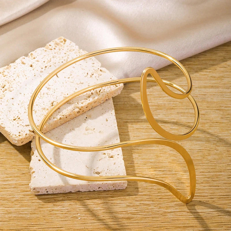 FTCY 8 Pcs Arm Cuff Bracelet for Women Gold Color Adjustable Layered Coil Swirl Armlet Bangles Jewelry Set for OutSide