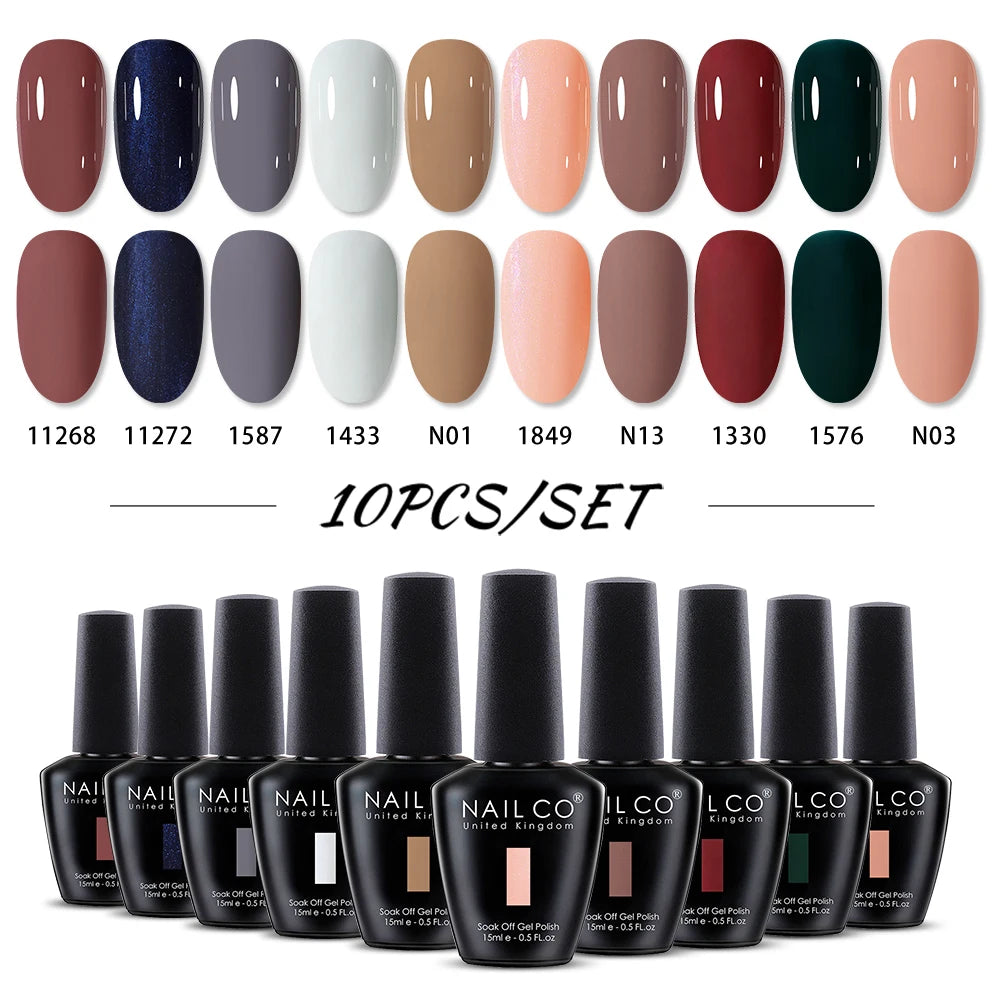 NAILCO 15ml 10/20/30pcs Nail Gel Polish 333 Colors Blue UV&LED Gel Varnish Nude Red Soak Off Semi Permanent UV Nail Gel Varnish