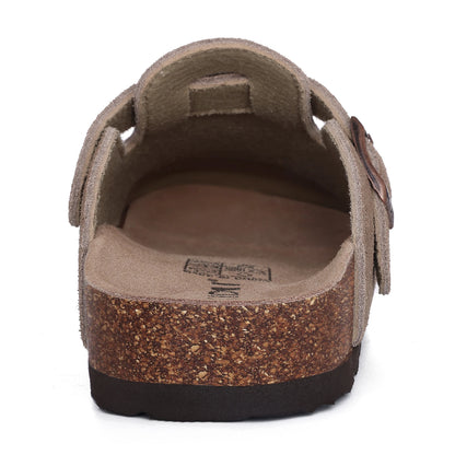 Goosecret Genuine Cow Suede Clogs for Women Men Clogs Soft Cork Footbed Mules Leisure House Shoes with Arch Support Beach Slides