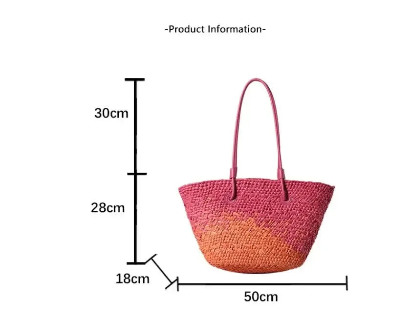 Casual Large Capacity Tote Designer Wicker Woven Women Handbags Summer Beach Bali Straw Bag Lady Travel Big Basket Purse