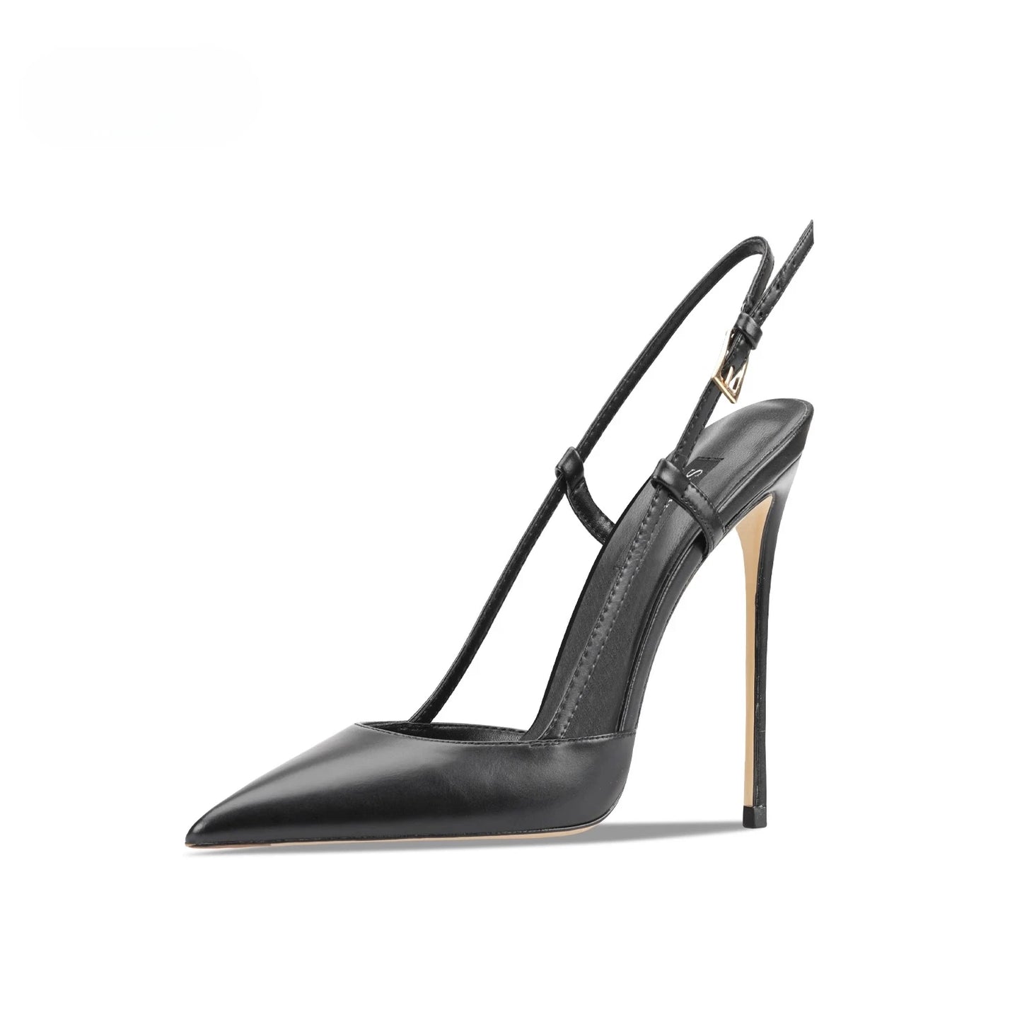 Bare leather edge buckle straight strap sandals for women, new pointed shallow mouth slim heel fashionable single shoe