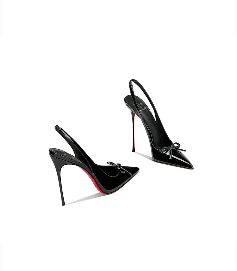 2025 Spring New Women's High Heels Black Patent Leather Pointed Stiletto Fashion Trend Women's Shoes