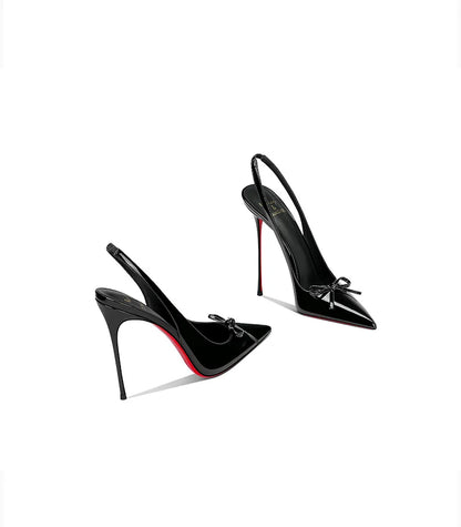 2025 Spring New Women's High Heels Black Patent Leather Pointed Stiletto Fashion Trend Women's Shoes