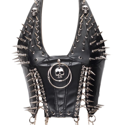 Goth Top Y2K Clothes Women's Tanks Emo Clothing Gothic Boho Tops with Spikes Punk Rock Teens Festival Spiked Bra Grunge T shirt