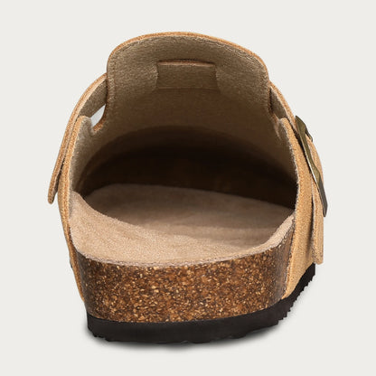 Evshine Men's Cow Suede Clogs with Arch Support Leather Mules Comfort Fashion Potato Shoe Women Cork Footbed Genuine Suede Clogs