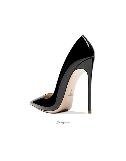 HLTINO Navy Blue Bright Shoes for Spring Summer Women Patent Leather High Heels Pointed Toe Sexy White Autumn Pumps