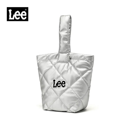 LEE Ladies Cute Design Puffer Bag Casual Soft Small Pink White Quilted Handbag Women Korean Style Down-filled Phone Bucket Bag