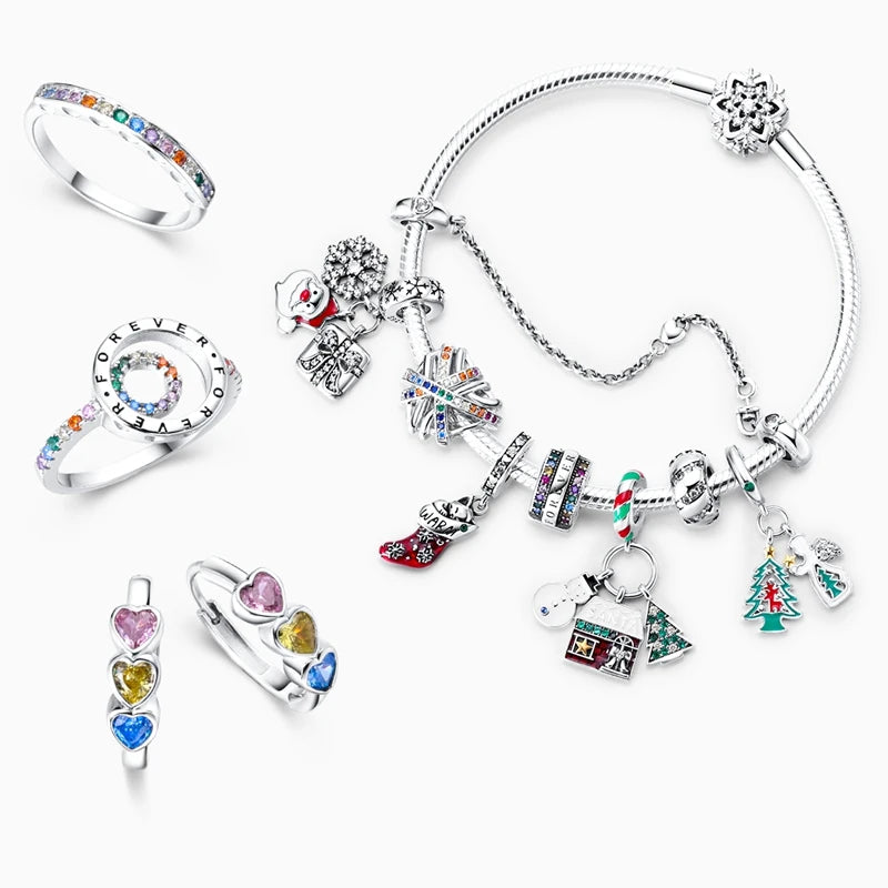 925 Sterling Silver Travel Plane Snake Basic Chain Cat and Moon Bracelet fit Original Charm Beads DIY Women Design Jewelry Party