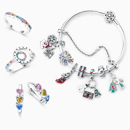 925 Sterling Silver Travel Plane Snake Basic Chain Cat and Moon Bracelet fit Original Charm Beads DIY Women Design Jewelry Party