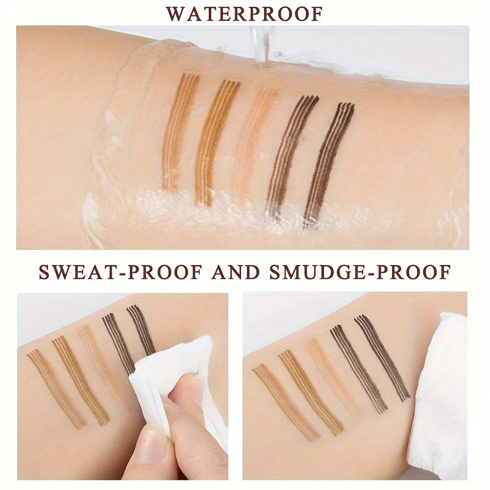 5pcs Four-Pronged Eyebrow Pencil Waterproof Sweatproof Long-lasting Non-smudging Makeup Kit for Perfect Brows