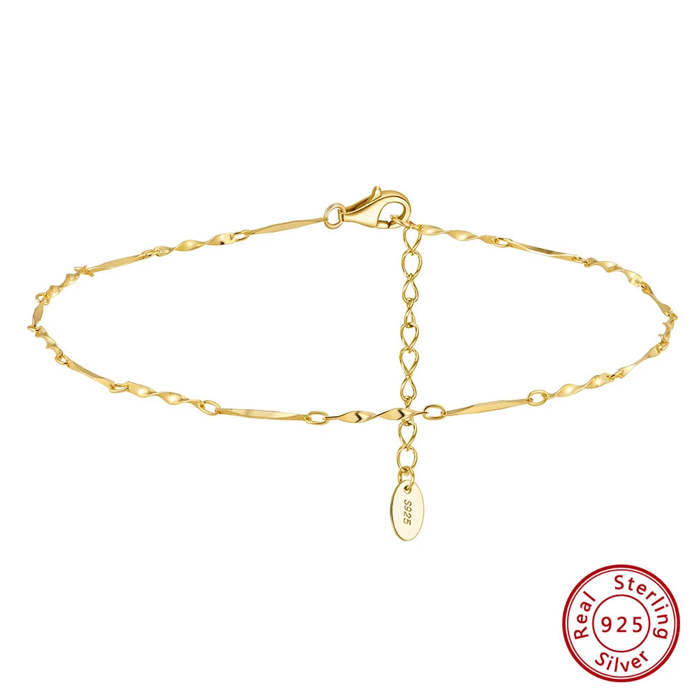 ORSA JEWELS 925 Sterling Silver Mariner Chain Anklets Fashion Women Summer 14K Gold Foot Bracelet Ankle Straps Jewelry SA24