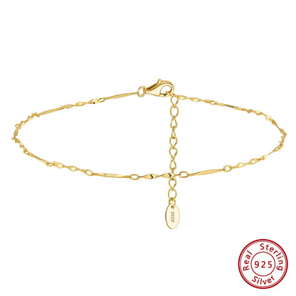 ORSA JEWELS 925 Sterling Silver Mariner Chain Anklets Fashion Women Summer 14K Gold Foot Bracelet Ankle Straps Jewelry SA24