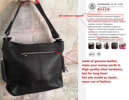 Zency 2026 New Fashion Soft Real Genuine Leather Tassel Women Handbag Elegant Ladies Hobo Shoulder Bag Messenger Purse Satchel