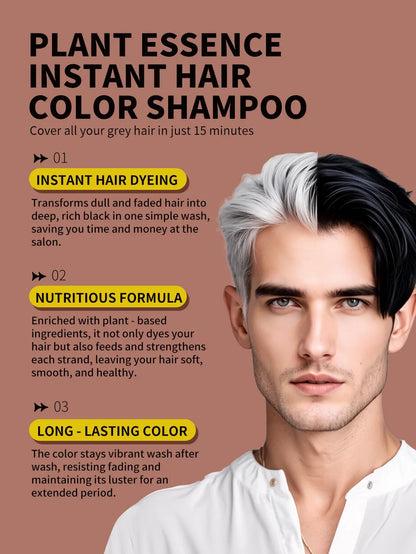 500ml Black Dyed Shampoo Instant Dye Covers Natural Gray Hair Shampoo Black Hair Dye Herbal Ginseng Ginger White Hair Dyed Black