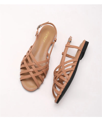 Women Roman Gladiator Flat Sandals Summer Soft Bottom Open Toe Narrow Band Weave Casual Shoes Plus Size Sandalias босоножки