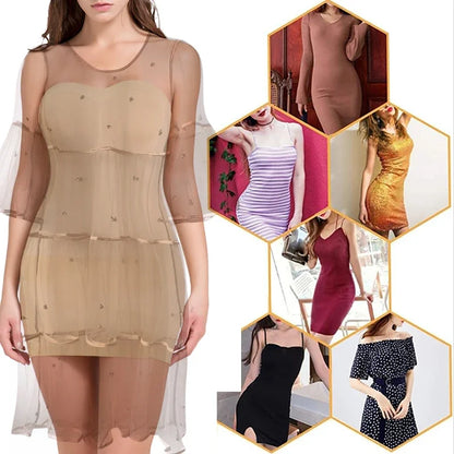 Seam-free Slips For Women Off Shoulder Under Dress Shapewear Dresses Tummy Control Skirt Body Shaping Smoother