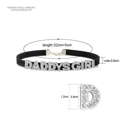 Sexy Gothic DADDYS GIRL Letters Choker Necklace Women DIY Custom Name Collar Chocker Jewelry Necklaces Customized Products Gift