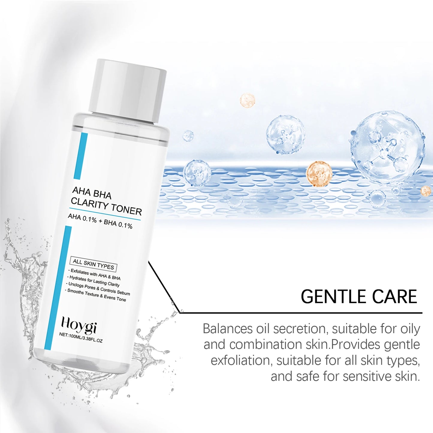 AHA BHA Toner Gentle Exfoliating Toner for Oily Skin Pore Refining Soothing Hydrating Facial Essence Daily Oil Control Skincare