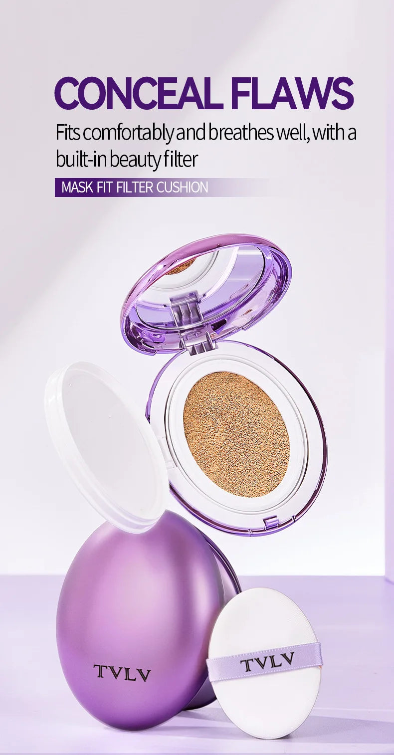 Korean Air Cushion Concealer Foundation, SPF Makeup Base with Soft-Focus Filter, Lightweight Non-Cakey, Long-Lasting Matte Cover