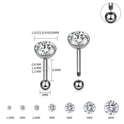 ASTM F136 Titanium Piercing Round Bowl Shaped Screw Labret Earring Set Lip Ring Cartilage Tragus Conch Jewelry Helix Nose Studs