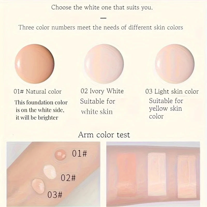 BB cream foundation (with brush) is waterproof, long-lasting, and moisturizing, suitable for all light skin tones.
