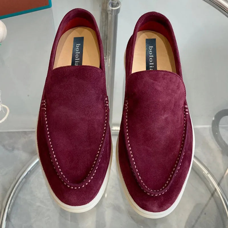 High Quality Men's walking driving shoes Unisex All genuine leather loafer Sheepskin suede Flat casual women's shoes large size