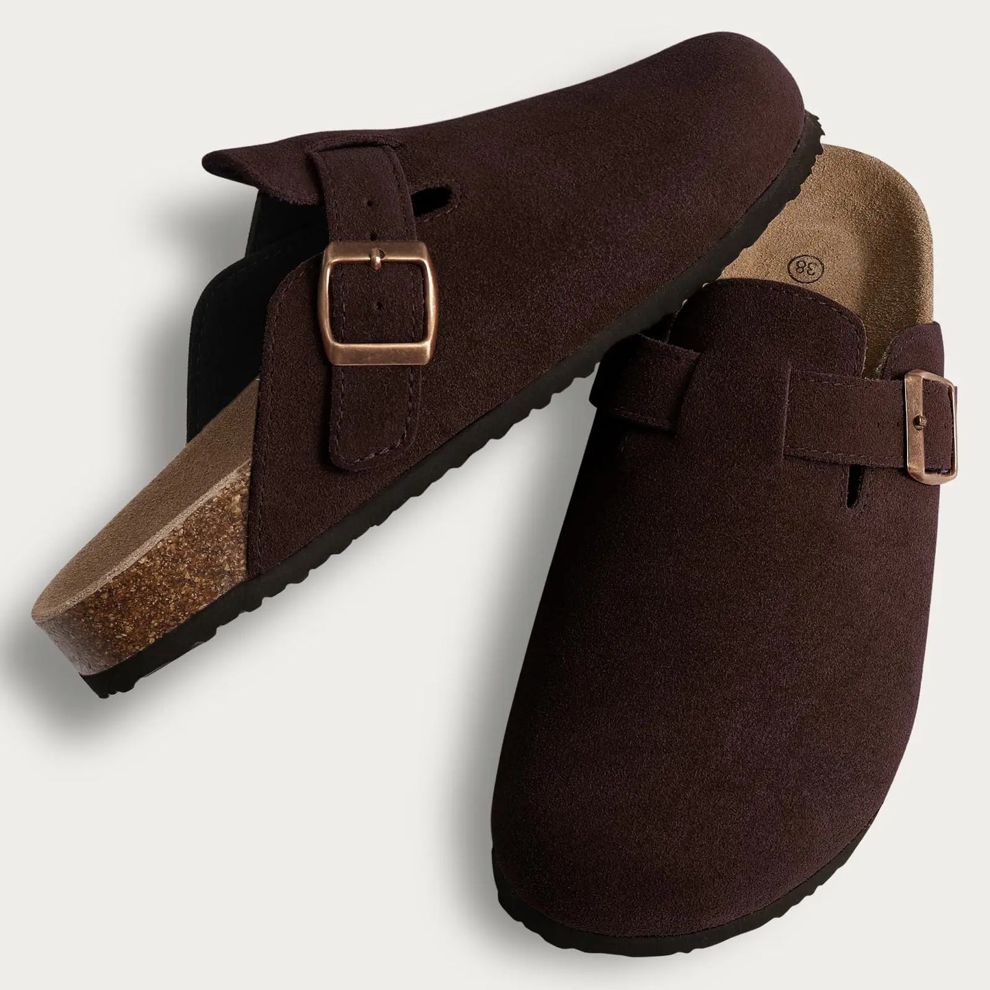 Goosecret Genuine Cow Suede Clogs for Women Men Clogs Soft Cork Footbed Mules Leisure House Shoes with Arch Support Beach Slides