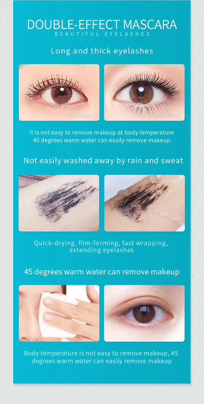 4D Mascara Double Effect Lengthen Curling Thick Eyelash Extension Long Lasting Silk Fiber Eye Lashes Makeup Mascara Cosmetics