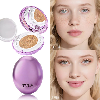 Korean Air Cushion Concealer Foundation, SPF Makeup Base with Soft-Focus Filter, Lightweight Non-Cakey, Long-Lasting Matte Cover