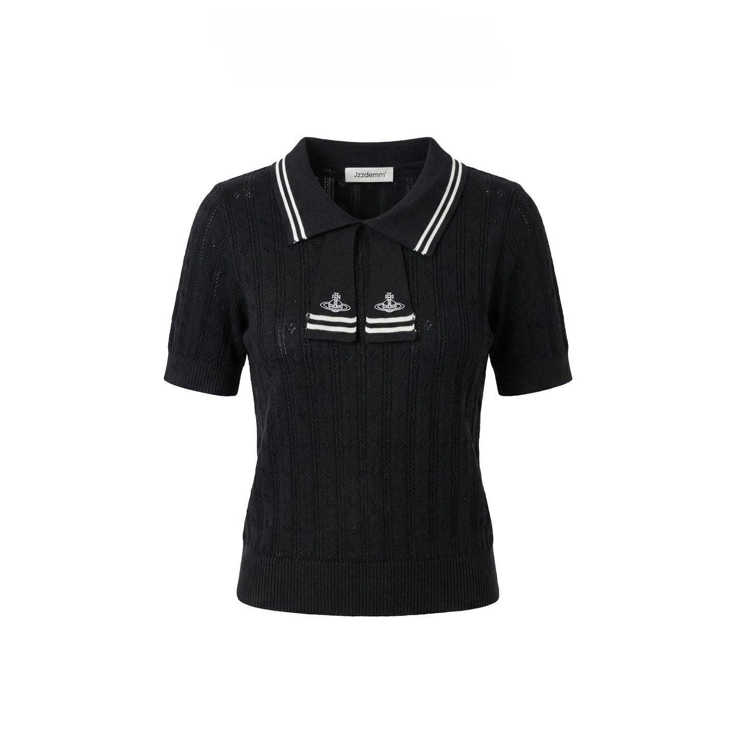 Summer College Style Knitted Collar Girls' T-shirt Simple, Breathable, Comfortable Short Sleeved Commuting Texture High-end Top