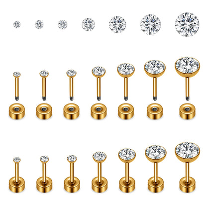 ASTM F136 Titanium Piercing Round Bowl Shaped Screw Labret Earring Set Lip Ring Cartilage Tragus Conch Jewelry Helix Nose Studs