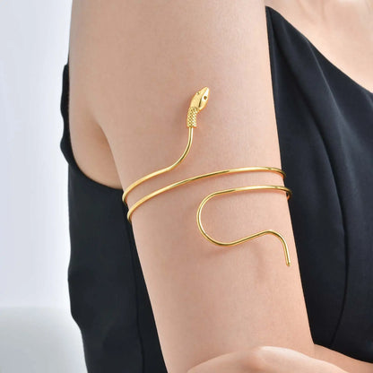 Upper Arm Armlet Bracelets for Women, Fashion Creative Spiral Line Adjustable Armband Cuff Bangle, Luxury Aesthetic Jewelry