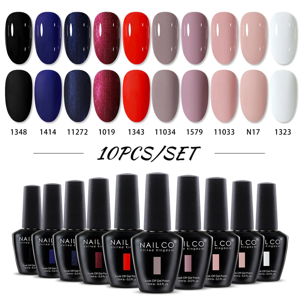 NAILCO 15ml 10/20/30pcs Nail Gel Polish 333 Colors Blue UV&LED Gel Varnish Nude Red Soak Off Semi Permanent UV Nail Gel Varnish