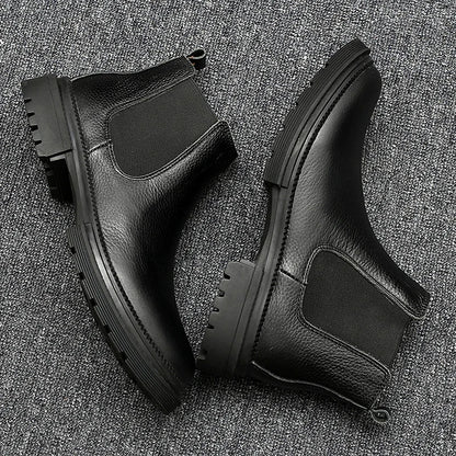 Winter Genuine Leather Ankle Chelsea Boots Men Boot Botines Hombre Black Brown