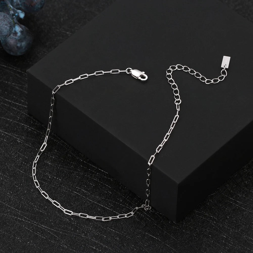 Rinntin Italian Sparkle Mirror Link Chain Anklet Women's 925 Silver Summer Foot Chain Bracelet Fashion Ankle Straps Jewelry SA29