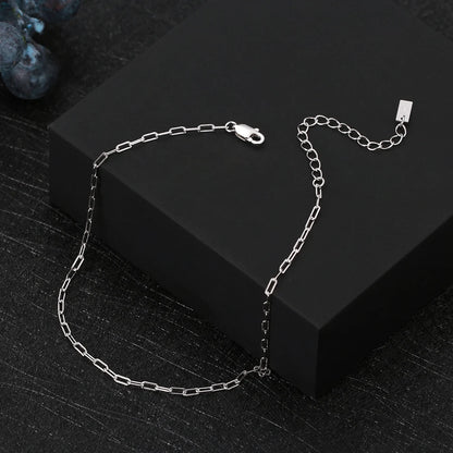 Rinntin Italian Sparkle Mirror Link Chain Anklet Women's 925 Silver Summer Foot Chain Bracelet Fashion Ankle Straps Jewelry SA29